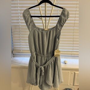 Altar'd State Light Blue Textured Girls Dress with Tie Waist